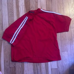 brandy melville - one size - red with white stripes on sleeve - never worn